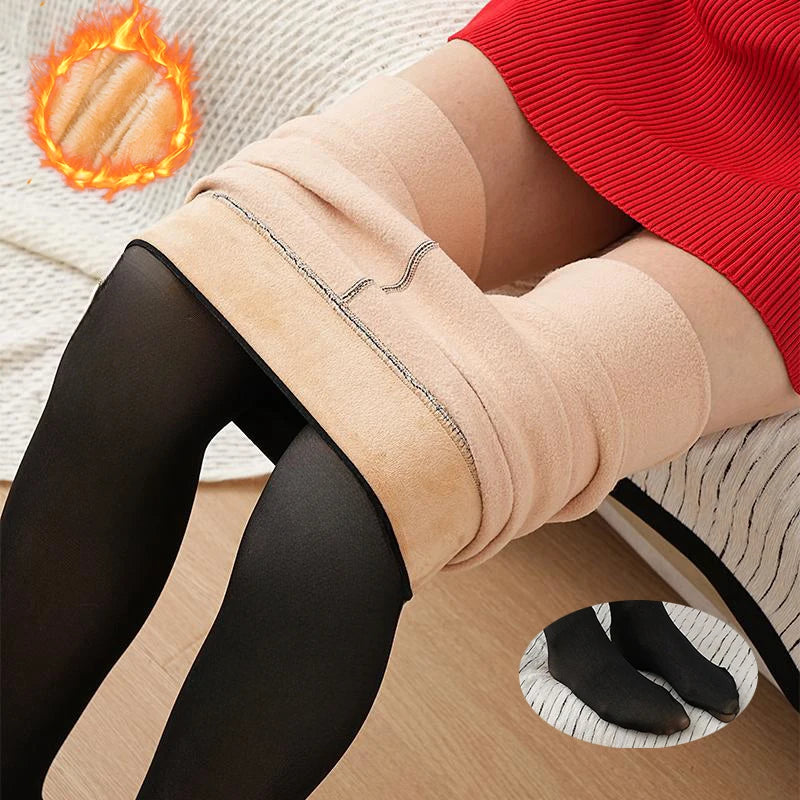 Winter Pantyhose Women Warm Fleece Tights Tights High Waist Thick Fleece Pantyhose Stretchy Thermal Translucent Stockings Woman