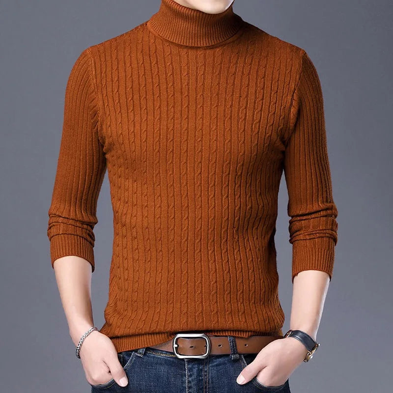 Winter High Neck Thick Warm Sweater Men Turtleneck Brand Mens Sweaters Slim Fit Pullover Men Knitwear Male Double Collar